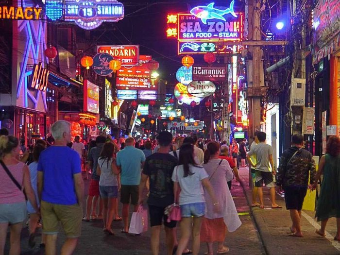 walking street in Pattaya Thailand at night