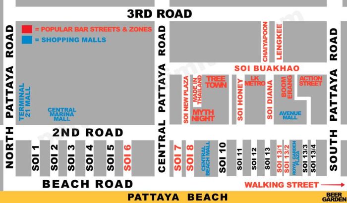 Map of central Pattaya
