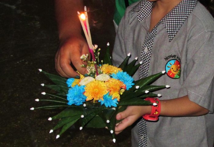 a krathong ready to floated out to sea during the Thai Loy Krathong festival