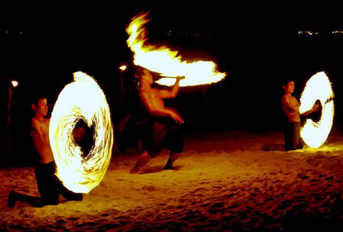 Fire show on the beach on Koh Samet