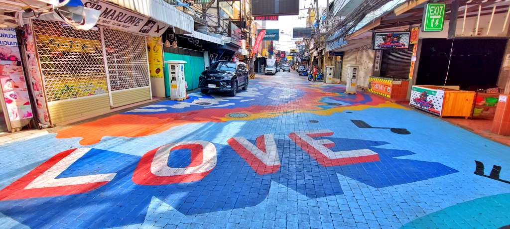 A freshly painted Walking Street, Pattaya in 2022