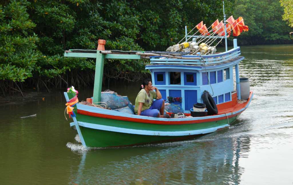 Fishing boat coming back from the sea at Salakkok bay, Koh Chang