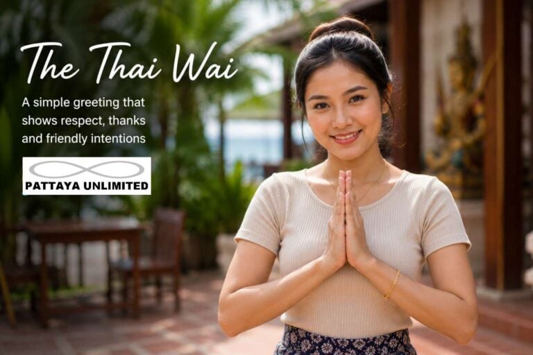Thai woman performing a traditional wai greeting