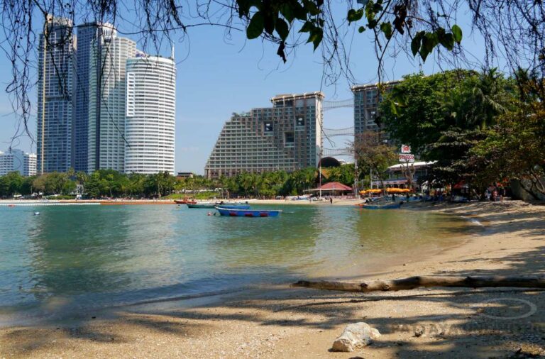Southern end of Wongamat beach in Pattaya, Thailand